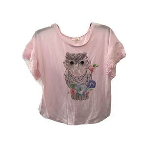 Self Esteem Short Sleeve Owl Lace Tshirt Tee Shirt Top Pink Girls XL